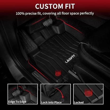 LASFIT Floor Mats for 2019-2023 Lincoln Nautilus & 2016-2018 Lincoln MKX, Custom Fit Full Coverage TPE Floor Liners, All Weather Front Rear Set, Black
