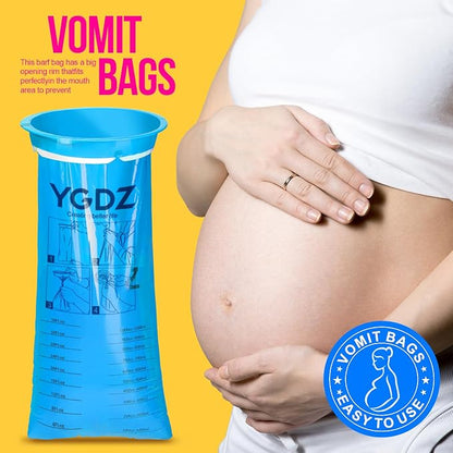 YGDZ Vomit Bags Disposable, 15 Pack 1000ml Emesis Bag Disposable– Leak Resistant, Medical Grade, Portable, Puke Throw Up Nausea Barf Bags for Travel, Motion Sickness, for Women, Kids