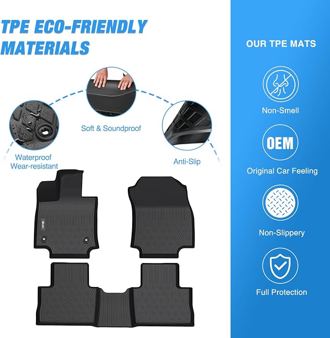 Nilight TPE Floor Mats for Toyota RAV4 Hybrid&Prime 2019 2020 2021 2022 2023 2024 2025 All Weather Custom Fit Heavy Duty Floor Liners