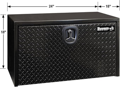 Buyers Products 1702500 Black Steel Underbody Truck Box - Weatherproof Storage Container with Aluminum Diamond Tread Door & Compression Latch, 18 x 18 x 24 Toolbox for Trucks and Trailers, Made in USA