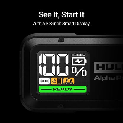 Hulkman Alpha Pro 1500A Jump Starter, 44.4Wh High-Capacity Car Battery Jump Starter, PD65W Fast Charging in & Out, 3.3" Smart Display Jump Box, 12V Jump Pack for 7.5L Gas/4.5L Diesel, Solid Black