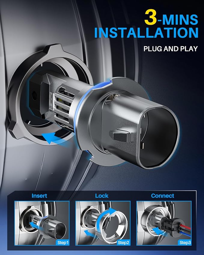 AUTOONE 9007 HB5 Bulbs, No Flicker 6500K White, 60,000LM Brightness, Easy 3 Min Plug and Play, IP68 Rated, Long Lifespan, 2 PCS
