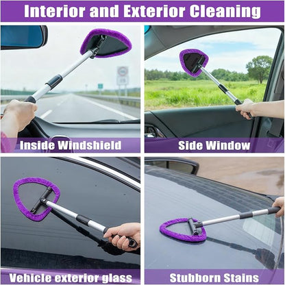 Windshield Cleaner Tool, 17Pcs Car Interior Detailing Kit, Detailing Brush, Towels, Duster, Car Cleaning Kit Interior for RVs, Truck, Trailer (Purple)