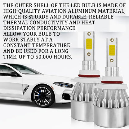 2 PCS 9005/HB3 Car LED Light Replacement, 3800LM 6000K Super Bright Waterproof C6 Fog Lighting Bulb, Plug & Play Led Headlights High and Low Beam Car Accessories