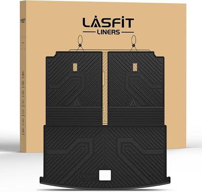 LASFIT Cargo Mat for Volkswagen VW Atlas 2018-2026(Not fit Cross Sport), All Weather TPE Custom Fit Trunk Mat & Seatback Mat for VW Atlas 6&7 Seats Accessories, Black, Easy to Clean