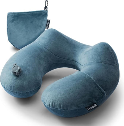 Keemall Inflatable Travel Neck Pillow for Airplane Sleeping Blow Up Neck Support Air Pillow Traveling on Plane Long Flights Washable