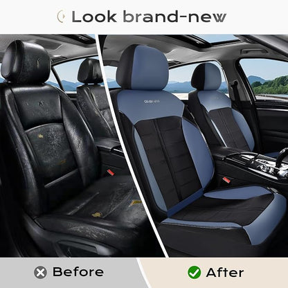 Coverado Seat Cover, Car Seat Cover Front Seats, 3D Air Mesh Breathable Seat Protectors Sports Carbon Fiber Design Airbag Compatible Comfort Universal for Most Cars, Van,Trucks, SUV, Black&Blue