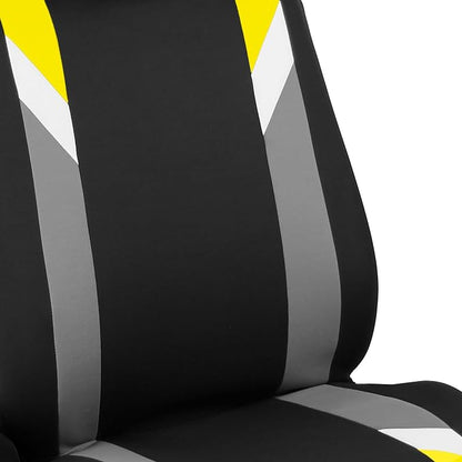 FH Group Front Set Cloth Car Seat Covers for Low Back Car Seats with Removable Headrest, Universal Fit, Airbag Compatible Car Seat Cover for SUV, Sedan, Van, Yellow