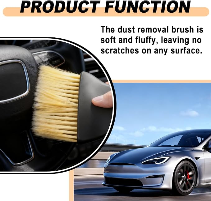 Car Detailing Brush with Ultra Soft Bristles Automotive Interior Cleaning and Dusting Tool for Dashboard Air Vents Leather Computer and Scratch Free Surfaces (Yellow)