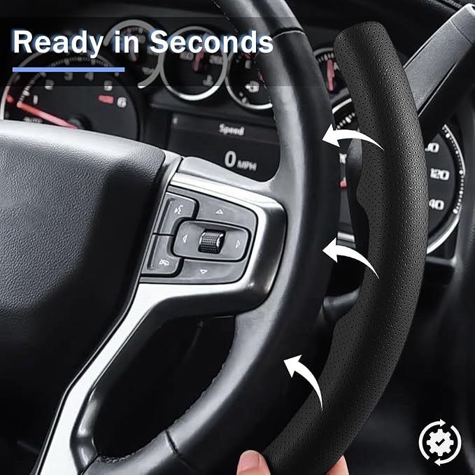 Steering Wheel Cover for Chevy Silverado 1500 2019-Present/ 2500 3500 2020-Present/Blazer 2019-Present (Gasoline Models)/ Suburban Tahoe 2021-2024, Car Steering Wheel Cover Accessories for Chevrolet