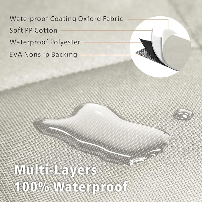 F-color SUV Cargo Liner for Dogs, Water Resistant Pet Cargo Cover Dog Seat Cover Mat for SUVs Sedans Vans with Bumper Flap Protector, Non-Slip, Large Size Universal Fit, Beige