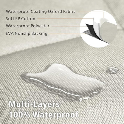 F-color SUV Cargo Liner for Dogs, Water Resistant Pet Cargo Cover Dog Seat Cover Mat for SUVs Sedans Vans with Bumper Flap Protector, Non-Slip, Large Size Universal Fit, Beige
