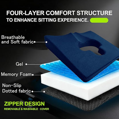 Gel Wheelchair Seat Cushion,Bed Sore Cushions for Butt,Gel Cushion for Pressure Relief,Donut Pillow for Tailbone Pain Relief,Sciatica,Coccyx,hemorrhoid Pillow,Cushion for Office Chair(Blue)