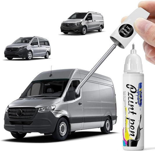 744 Brilliant Silver Touch Up Paint Compatible with Mercedes Benz, DIY Car Paint Scratch Repair, Quick & Easy Fix Automotive Scratch Repair for C/CLK/G/M/E/S/SL/SLK/Sprinter/Vito/Viano/Metris