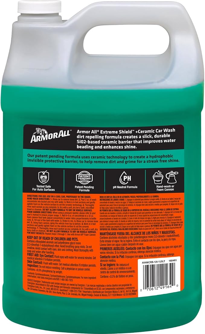 Armor All Ceramic Foaming Car Wash Soap with Extreme Shield, 1 Gallon, 128 Fl Oz (Pack of 1)