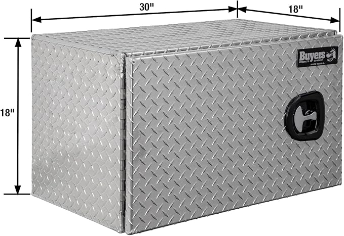 Buyers Products 1705203 Underbody Truck Tool Box with Barn Doors, 18x18x30 Inch, Diamond Tread Aluminum, Made in USA, Compression Latch, Weather Resistant, Toolbox for Flatbeds, Trailers & Work Trucks