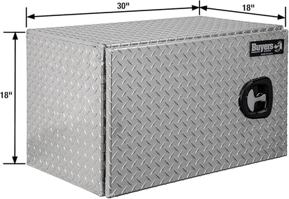 Buyers Products 1705203 Underbody Truck Tool Box with Barn Doors, 18x18x30 Inch, Diamond Tread Aluminum, Made in USA, Compression Latch, Weather Resistant, Toolbox for Flatbeds, Trailers & Work Trucks