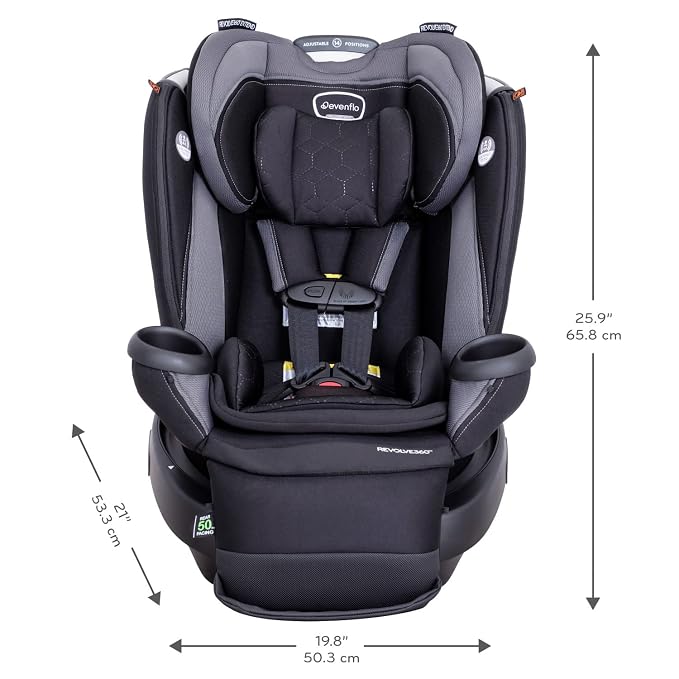 Evenflo Revolve360 Extend Convertible Car Seat with 360 Degree Rotation, Extended Rear-Facing, Forward-Facing, Booster Mode, and Secure LATCH Install, Rowe Pink