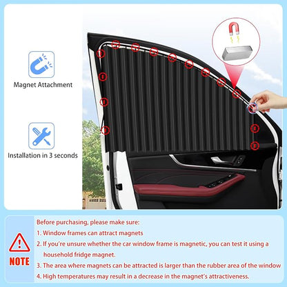 ZATOOTO Car Side Window Sun Shades - Privacy Magnetic Black 2 Pcs Covers Blinds Curtains - Auto Accessories Sunshades Keeps Cooler Screen for Baby Sleeping