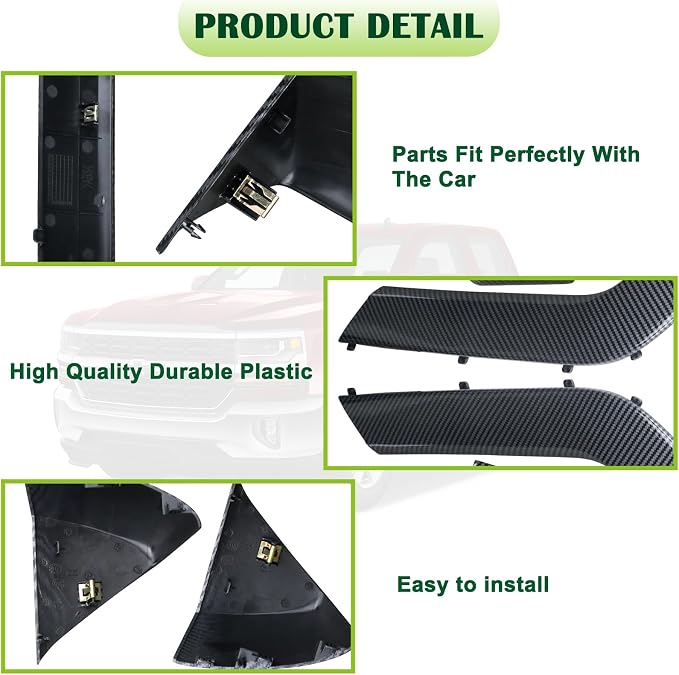 4PCS Door Armrest Cover Trim Kit Front&Rear Left Right Side Door Panel Arm Rest Bezel Set Carbon Fiber Compatible with 2014-2020 Chevy Silverado GMC Sierra Double Cab