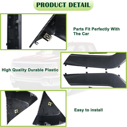 4PCS Door Armrest Cover Trim Kit Front&Rear Left Right Side Door Panel Arm Rest Bezel Set Carbon Fiber Compatible with 2014-2020 Chevy Silverado GMC Sierra Double Cab