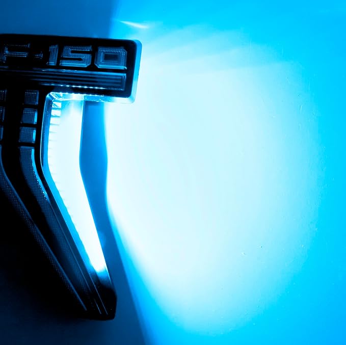 iJDMTOY Aqua Ice Blue LED Background Illumination Lighting Kit Compatible with 2021-up Ford F150 Side Fender Emblem