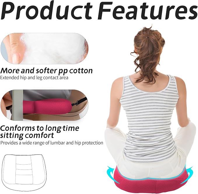 Car Booster Bandage Seat Cushion for Short Adults Thick Breathable Mesh Height Adjustable for Driving, Office & Home Use Universal Fit for Cars, Trucks & Wheelchairs 15.7"x15.7"x4.7"-Pink