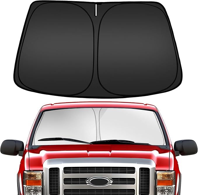 ARISMOTOR Windshield Sun Shade for Ford Super Duty F250 F350 F450 F550 2017-2025 2026, Custom Fit Foldable Front Window Sunshade Sun Visor Protector, Block UV Rays Keep Your Car Cooler