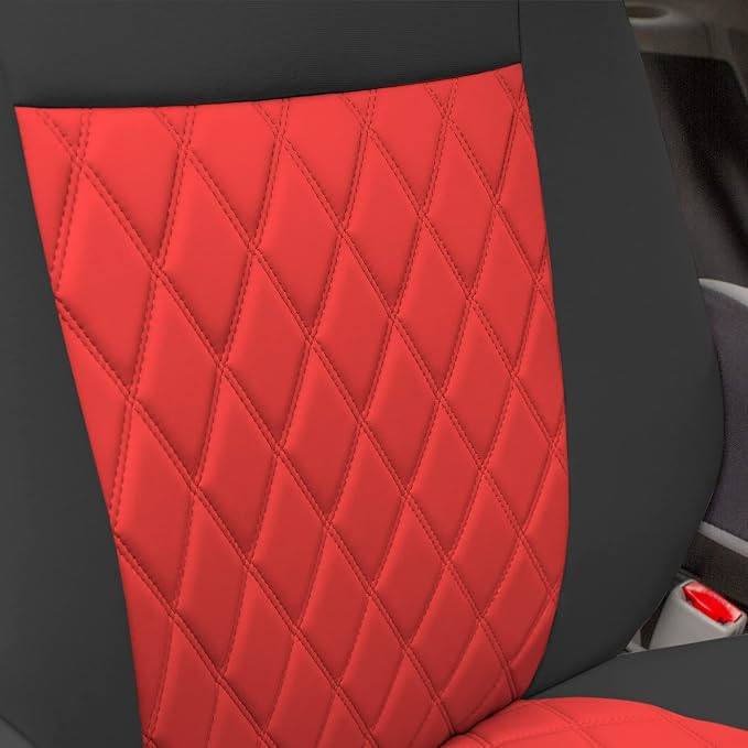FH Group Custom Fit Car Seat Covers Specifically Made for 2011-2020 Toyota Sienna 7 Seater with Ultraflex Neoprene Water Resistant Automotive Seat Covers - 2nd Row Red