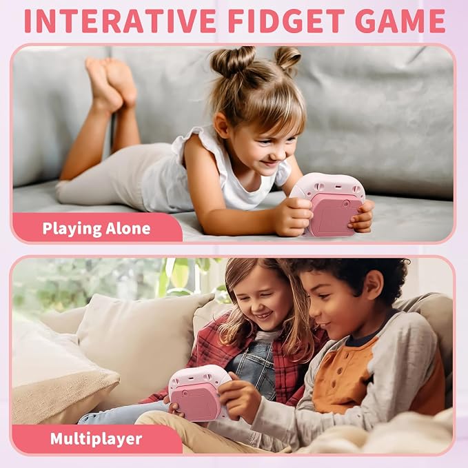 Intoypad Pop Game Light Up Fidget Toy for Kids, 6 Modes LED Screen Quick Push Controller Electric Fidget Popper Bubble Game Car Games Travel Activities Birthday Toys for Girls Pink