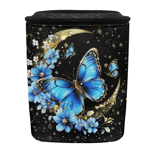BIGCARJOB Butterfly Blue Car Trash Bags Hanging Automotive Car Garbage Bin with Adjustable Straps Reusable Auto Trash Bin Garbage Bags,Butterfly Car Accessories