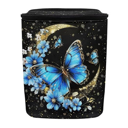 BIGCARJOB Butterfly Blue Car Trash Bags Hanging Automotive Car Garbage Bin with Adjustable Straps Reusable Auto Trash Bin Garbage Bags,Butterfly Car Accessories