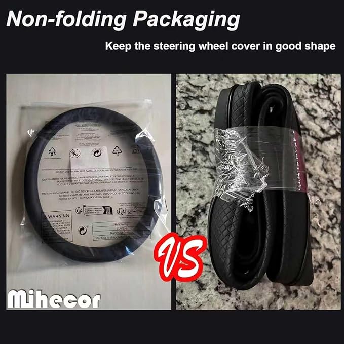 Steering Wheel Cover 15.25-16 inch, Non-Slip Car Wheel Protector for F-150 Tundra Range Rover, Non-Folding Packaging, Microfiber Leather, Black