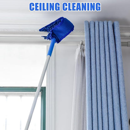 Shkalacar Ceiling Fan Cleaner Duster, RV Awning Mop with Bendable Pad Extension Pole, Circle Shape Microfiber Reusable Duster & Flexible Brush for Cleaning Home Camper Trailer Truck