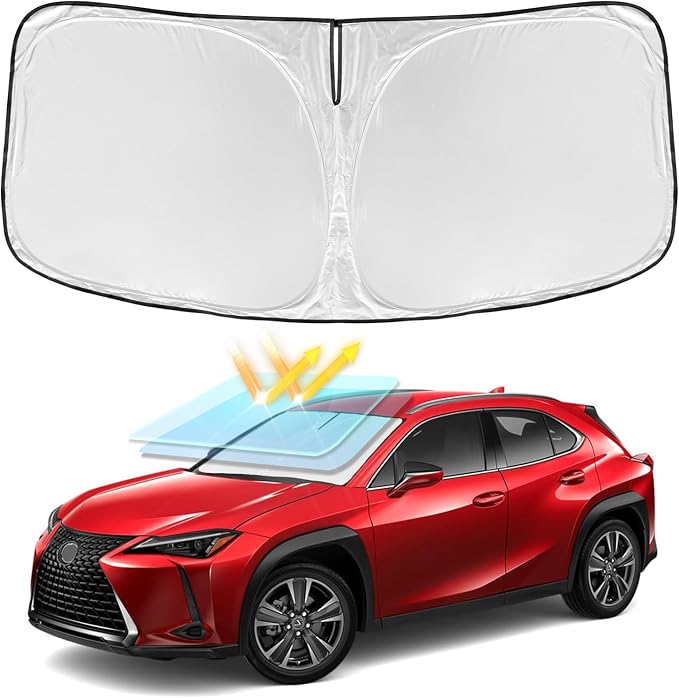 for Lexus UX 300h/260h/250h/300e/200 2019-2026 Windshield Sun Shade - 4 Layers Car Sunshade for Front Windows Shade Cover Custom Fit UX Sun Visor 250T Retractable Shade Blocks UV Rays Car Accessories