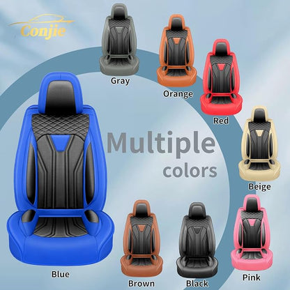 Car Seat Covers Fit for Jeep 5 Seats Wagoneer 2022-2025 2026 - Premium Leather, Waterproof & Breathable，All-Weather Seat Cushion Protecto & Airbag Compatible, Full Set Blue & Black