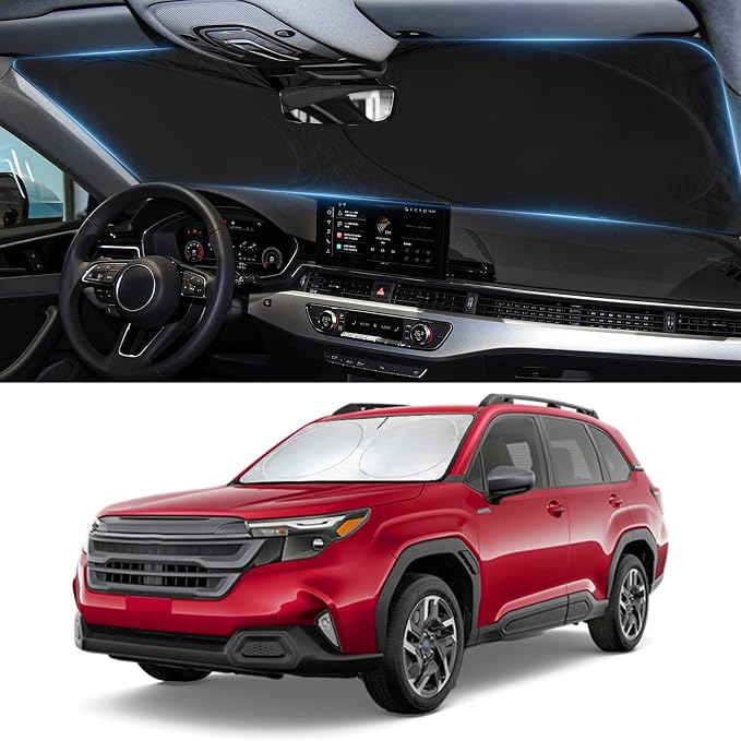 Sun Shade for Forester 2019-2024 2025 Windshield Sunshade fit for Subaru Forester SUV, Crossover, Base, Premium, Sport, Limited Accessories Front Window Cover Shield Visor Protector Blocker