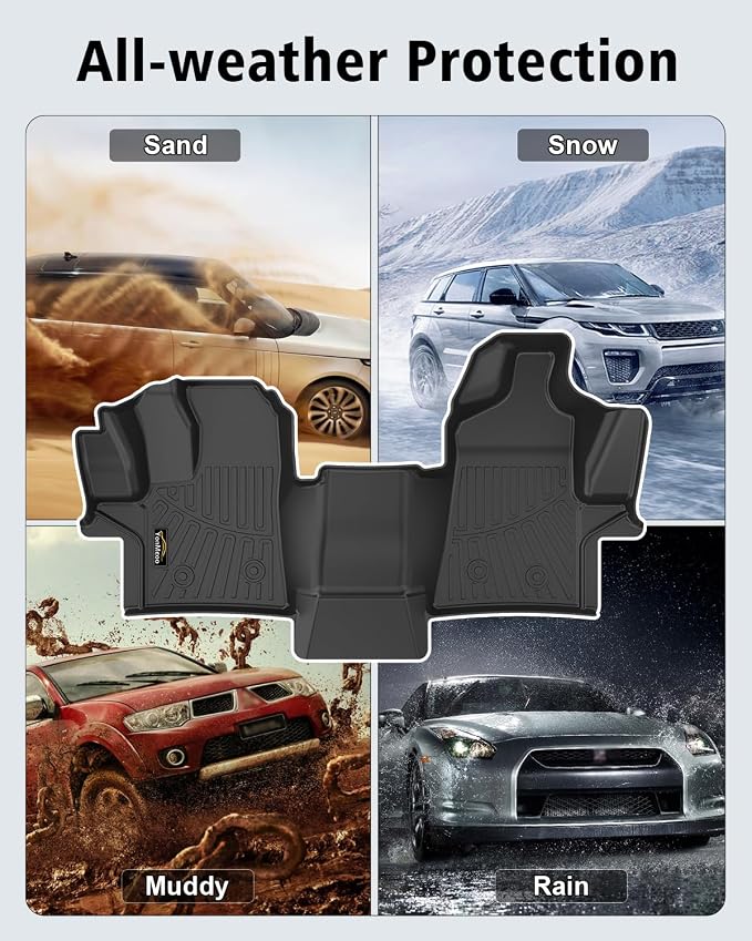 Floor Mats Custom for Ford Transit 2022-2025 2026 (All Models w/Vinyl Floors) All Weather TPE Rubber Protection 1st Row Anti-Slip Automotive Floor Liners for Ford Transit 150 250 Accessories- 1 PCS