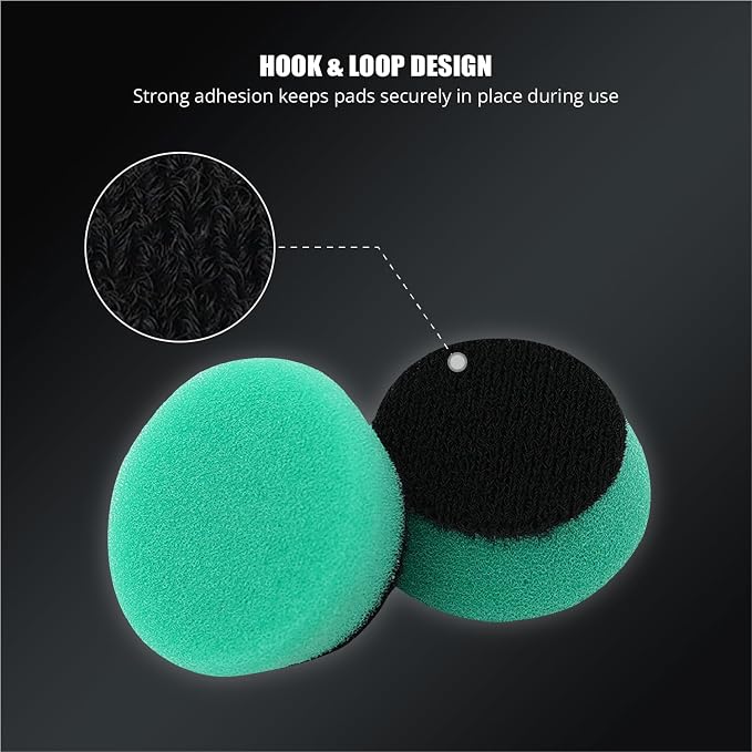 SPTA Green T120 Heavy-Cut Mini Polishing Foam Pad, 5Pcs 1.3inch/32mm Sponge Polishing Buffing Pads, Car Foam Detail Polishing Pad Kit for Car Detail Polishing, Small Area Polishing -FPTSS1G