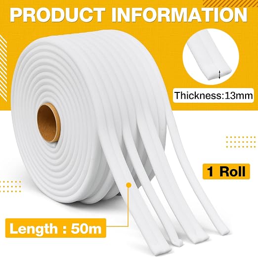 Pangda 1 Roll 1/2 Inch x 54 Yards Soft Edge Foam Masking Tape White Automotive Foam Making Tape for Sealing Car and Truck Door Jams Overspray Protection