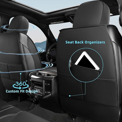 FREESOO Seat Covers for Dodge Ram 2019-2026 Ram 1500 Crew Quad Regular Cab 2011-2026 2500 3500 Mega Cab Bighorn Longhorn Laramie Tradesman, with Flat Bench, Black