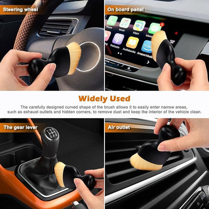 Auto Car Detailing Brush Set Car Interior Cleaning Kit Includes 3 Boar Hair Detail Brush,3 Wire Brush, 3 Air Vent Brush for Cleaning Car Interior Exterior, Dashboard Engines Leather Wheel
