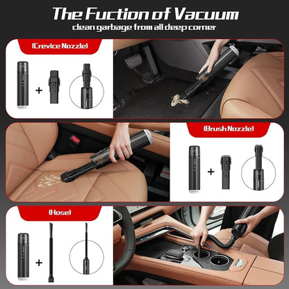 Chuboor 13000PA Powerful Car Vacuum Cleaner High Power Cordless Rechargeable, Handheld Vacuum, Portable Mini Vacuum with LED SOS Light, Small Hand Held Vacuuming Cordless(P16-Black)