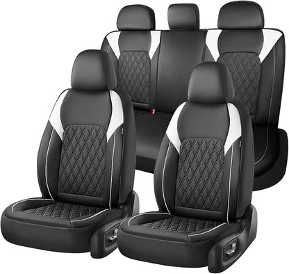 Coverado Automotive Seat Covers, Car Seat Covers Full Set, Car Seat Cover, Waterproof Seat Covers, Car Seat Protector Car Seat Cushion Interior Truck Accessories Universal Fit Most Cars, Black&White