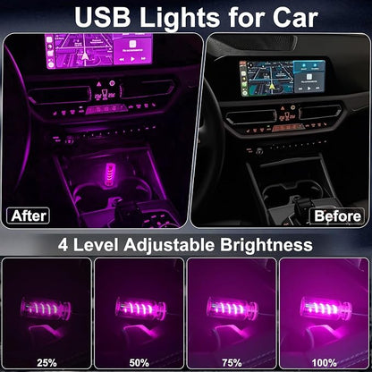 USB Light for Car, Touch Dimmable Retro Interior Lamp LED Ambient Lighting, Portable Mini Glass Bottle LED Bulb Night Light for Vehicle Bedroom Hallway Camping Holiday Decoration (Purple)
