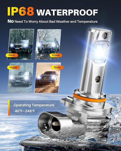 OXILAM H10 9145 LED Fog Light Bulbs or DRL, 6500K Ultra White 1500% Increased Brightness, Precision 1:1 Mini Design, Simple Plug Play Installation, 99% Vehicles Supported, Pack of 2