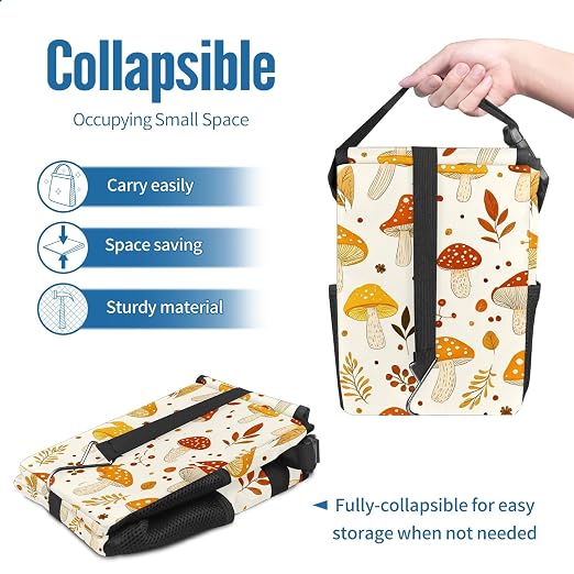 Car Trash Can – Multi-Purpose, Lightweight and Portable with Durable Water-Resistant Coating, No Installation Required, Practical and Ample Capacity, Variety of Colors.Mushroom
