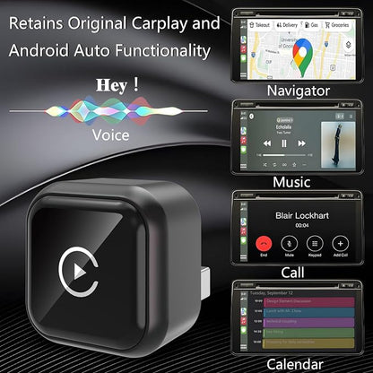 Wireless Carplay Adapter for Apple iPhone & Android Auto Wireless Adapter 2 in 1, 2026's Newly Upgraded,Subversive Ultra-Compact Design, Faster and More Stable Connection,for iOS 10+ & Android 11+