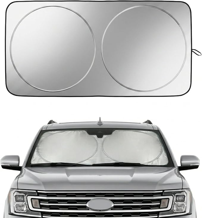 Ford Expedition Windshield Sun Shade, Custom Fit Foldable Front Window Sunshade Visor, Reflective UV and Heat Block Interior Protector, Fits 1997–2024 Models