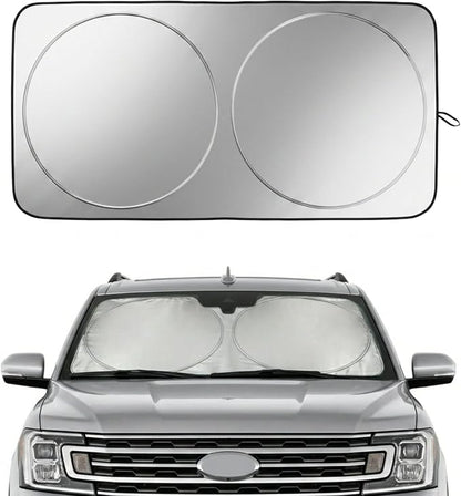 Ford Expedition Windshield Sun Shade, Custom Fit Foldable Front Window Sunshade Visor, Reflective UV and Heat Block Interior Protector, Fits 1997–2024 Models